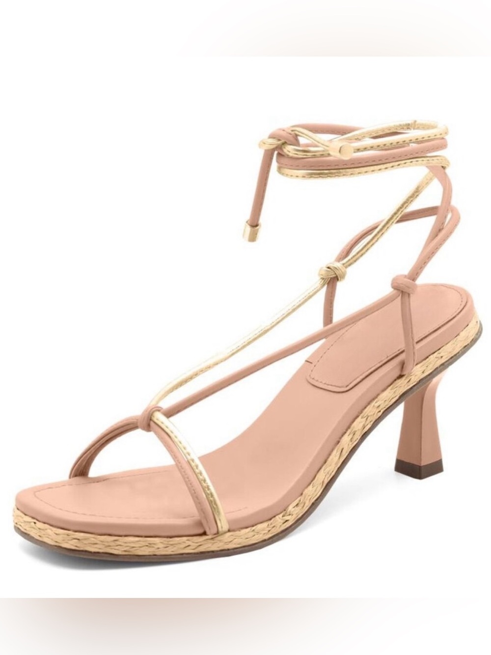 Tan Tie Up Heeled Sandal